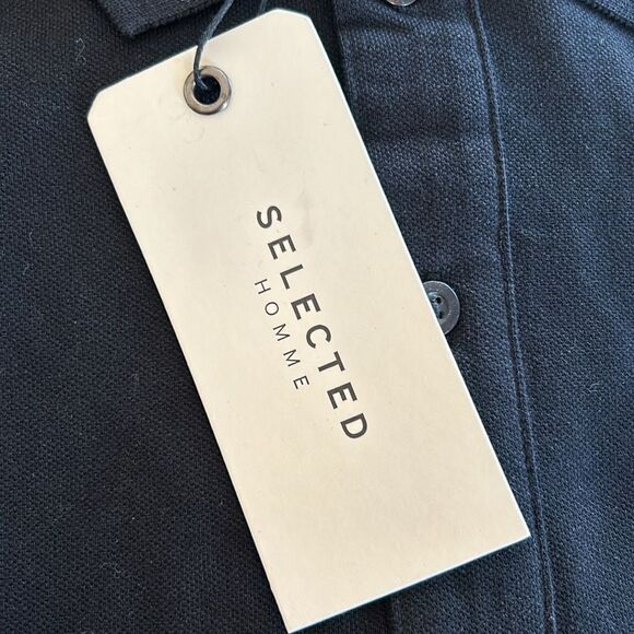 NEW Selected Homme Men's Black Polo Shirt - Picture 4 of 9